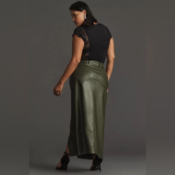Anthropologie The Madi Faux-Leather Front-Slit Maxi Skirt by Pilcro - Picture 8 of 13